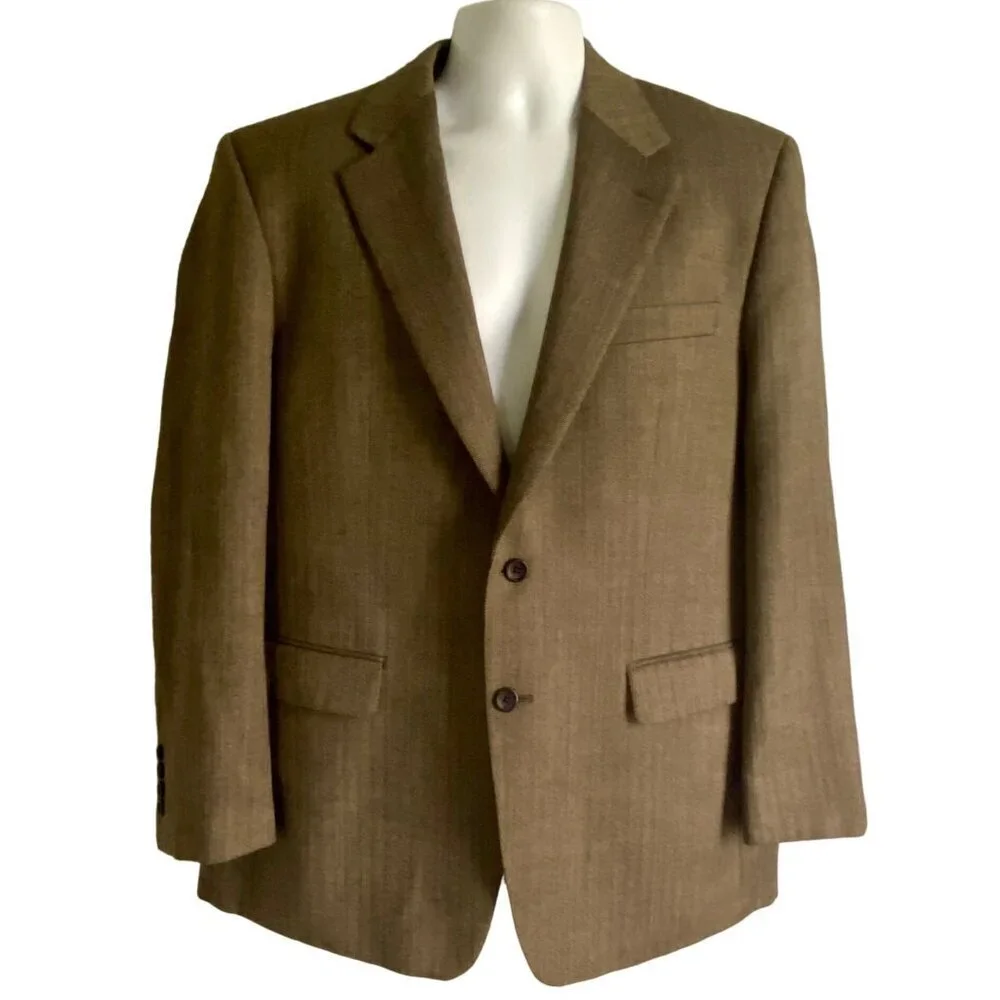 Izod Men's Brown Wool Blazer Jacket Two-Button Notch Lapel 42R